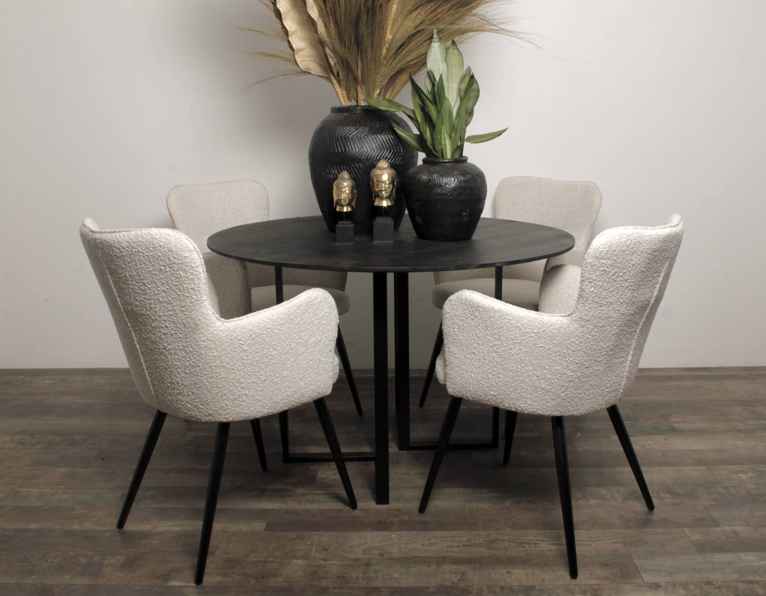 Eetkamerstoel Wing Chair White Pearl Bouclé (set van 2) | Pole to Pole - Afbeelding 3